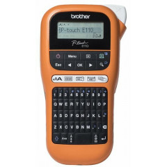 Brother P-Touch PT-E110VP - Labelmaker - monochrome - thermal transfer - Roll (1.2 cm) - 180 dpi - up to 20 mm/sec - 2 line printing - black, orange